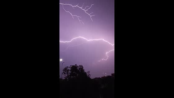 Lightning storm lights up night sky in Islamabad, Pakistan