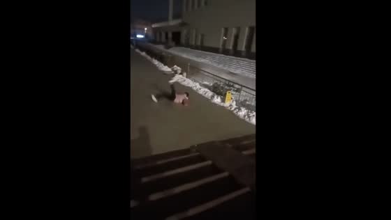 Winter slide mishap: Shanxi resident takes a slippery marble descent