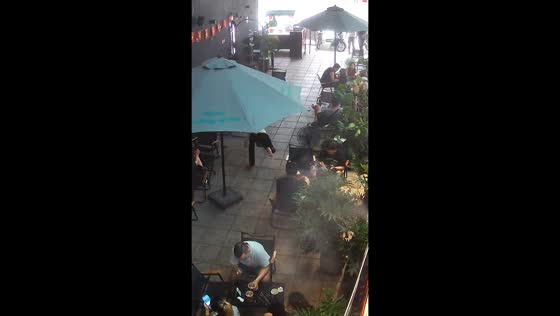 Man trips and loses slipper at café in Gia Tân, Vietnam
