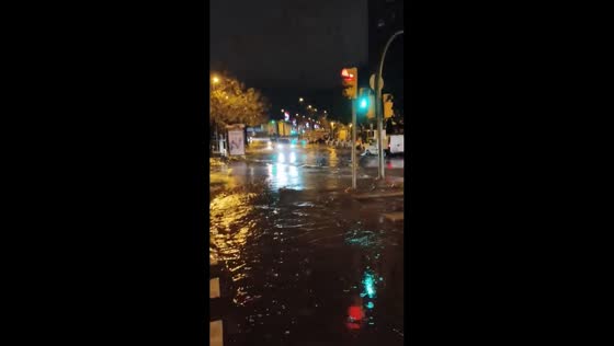 Torrential rains trigger flash flooding in La Pau, Barcelona, Spain