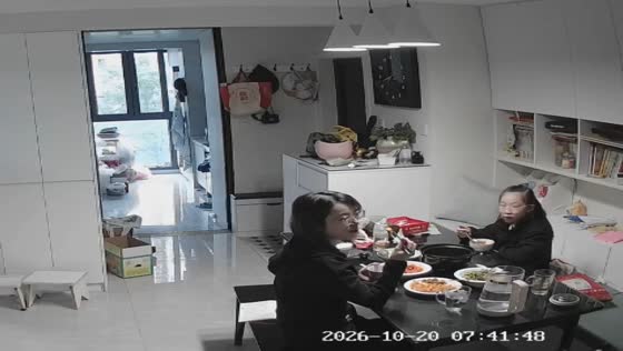 Glass tabletop suddenly shatters beside a woman and a girl eating at home in Anhui, China