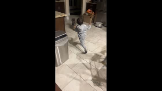 Toddler chases dog for a fry in Shreveport, USA