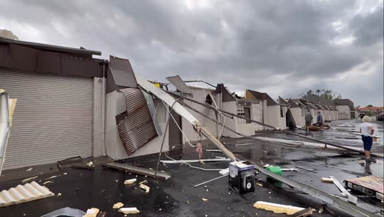 Powerful storm batters with flooding and wind damage in Tempe, Arizona, USA