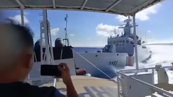 Chinese vessels collide during aggressive maneuvers near Scarborough Shoal in Philippines