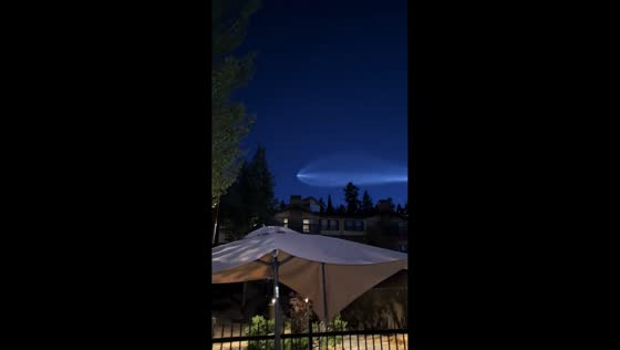 Falcon 9 rocket launch creates stunning sky sight over Big Bear Lake in California, USA