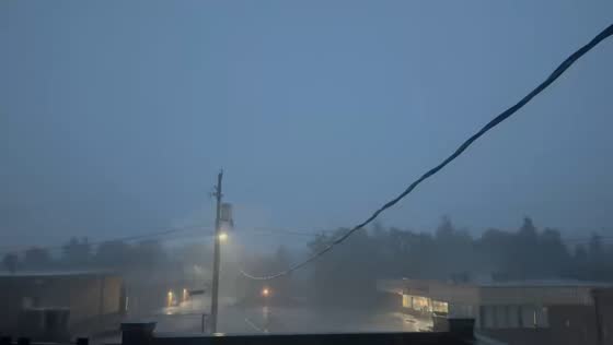 Torrential rain and continuous lightning batter Nottawasaga Bay in Ontario, Canada