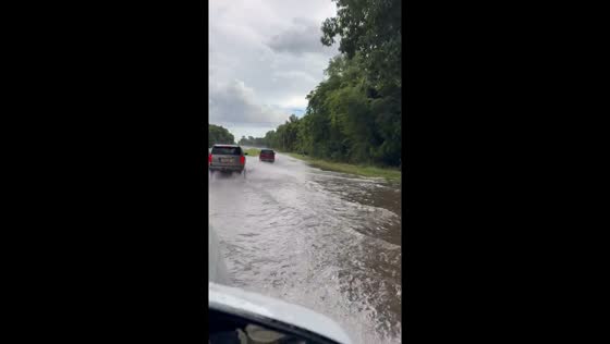 Floodwater covers Old Hickory Boulevard in Hermitage, Tennessee, USA