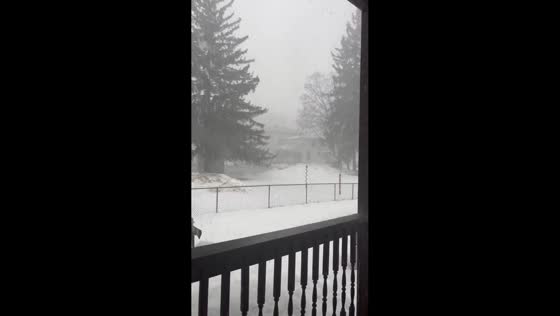 Snow and rain storm with strong winds in Constableville, New York, USA