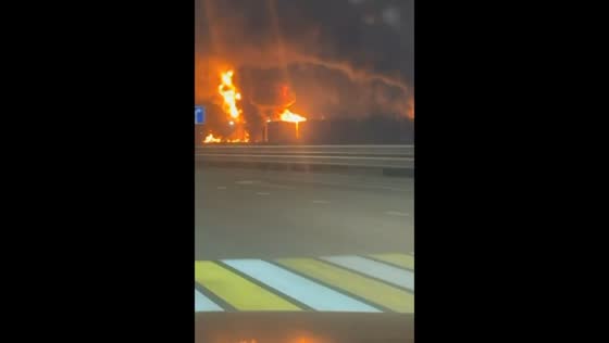 Ukrainian drone attack sparks major fire at oil terminal in Rostov-on-Don, Russia
