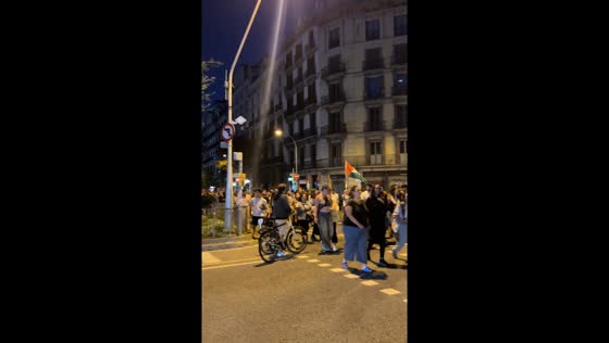 Protesters block Barcelona's Avinguda diagonal in support of Palestine