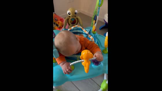 Baby falls asleep after extreme bounce session in Arizona