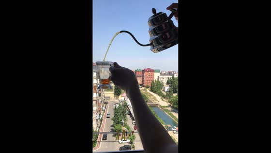Mug breaks during aesthetic tea video in Makhachkala, Russia