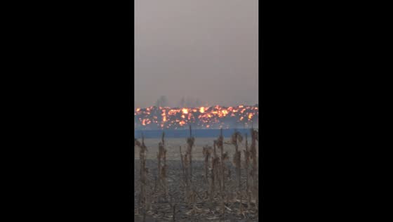 Fire breaks out at Guixing Village in Liaoning, China