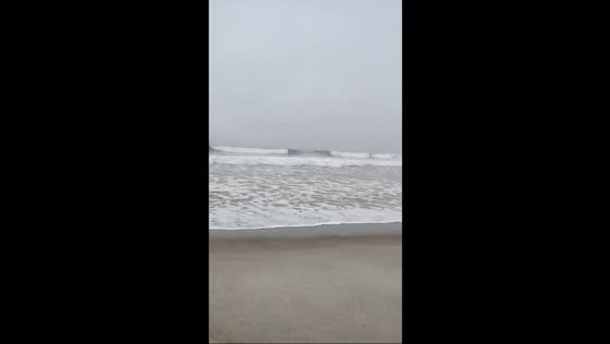 Strong evening waves from Hurricane Erin in Emerald Isle, North Carolina, USA