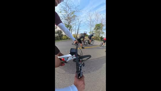 Cyclist falls after bikes collide during group ride in Arauca, Colombia