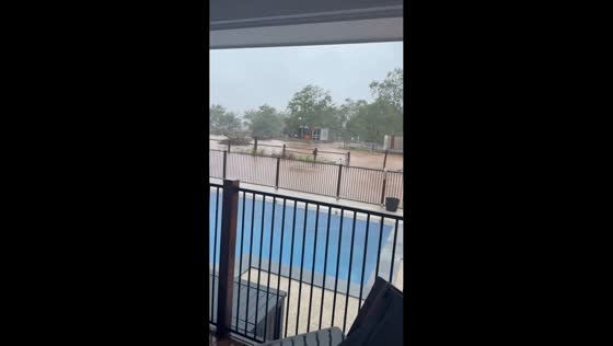 Severe flooding inundates rural property after heavy rainfall in Queensland, Australia
