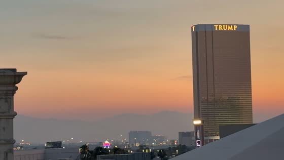 Eerie sunrise with wildfire smoke in Las Vegas, USA