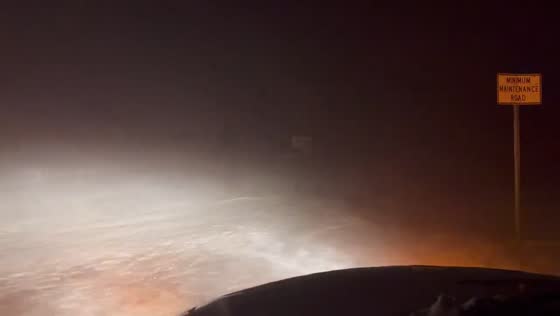Worsening blizzard conditions reduce visibility in Grand Forks, North Dakota, USA