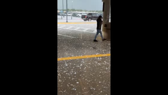 Severe hailstorm damages vehicles at the parking area in Springfield, Missouri, USA