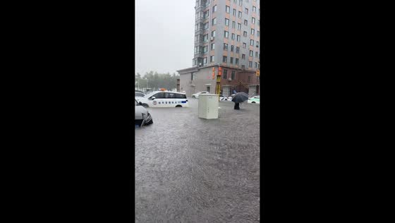 Heavy flooding submerges streets in Heilongjiang, China