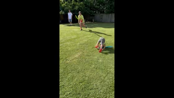 Toddler’s playful cricket tumble on Christmas Day in Melbourne, Australia