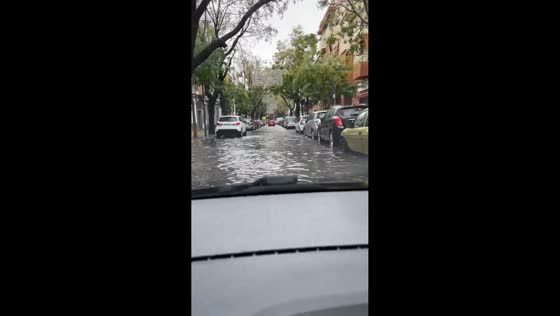 Severe flooding inundates streets after heavy rain in Seville, Spain