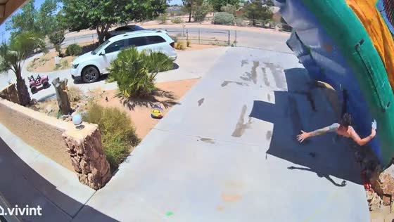 Bounce house floats away in Apple Valley - man falls while attempting to stop it