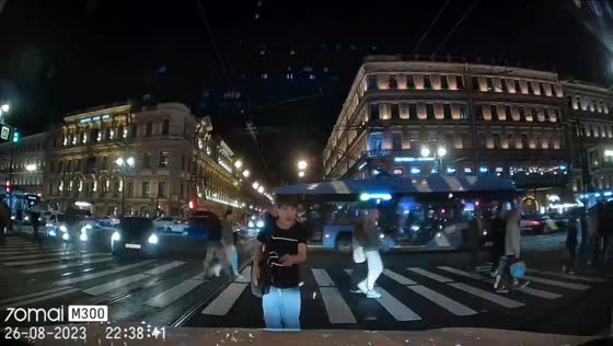 Enchanted gaze: mesmerized onlooker captivated by Atlas Pro car in St. Petersburg
