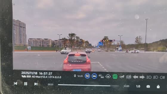 Motorcycle struck by car at intersection in Sichuan, China