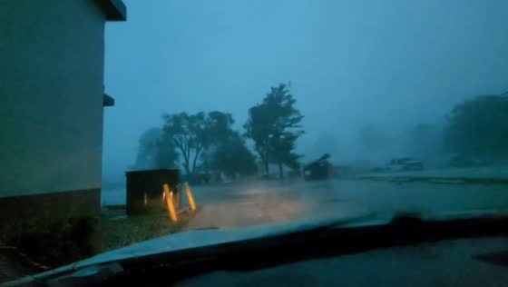 Severe storm brings strong winds and heavy rain to Charleston, Illinois, USA