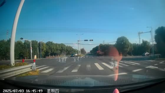 Crane truck snags overhead wires in highway mishap in Zhejiang, China