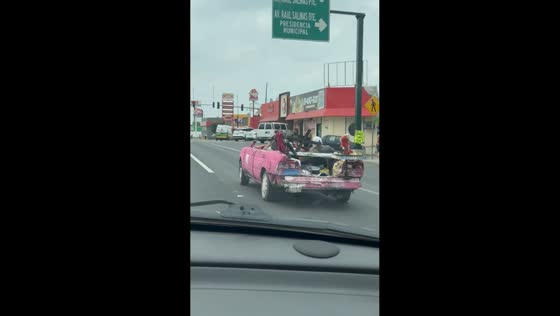 Oddly modified car drives carefree on Monterrey road
