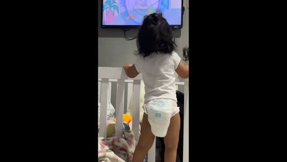 Adorable toddler dances to TV show in Boa Vista, Brazil
