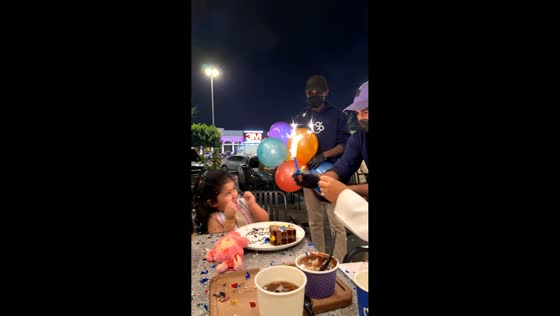 Little girl startled by birthday surprise in Abha, Saudi Arabia