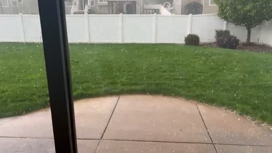 Powerful downpour with hail in Davis, Utah, USA