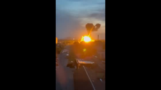 Missile strikes hit industrial zone causing massive explosions in Lutsk, Ukraine