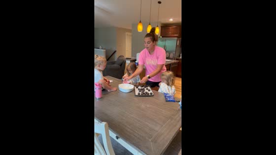 Sprinkle spill during cookie prep in Cedar Rapids, Iowa, USA