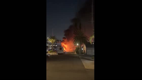 Yacht catches fire in Marina del Rey, California