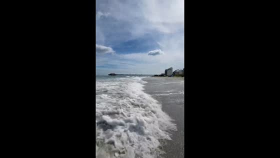 Strong seaside waves at Garden City Beach, South Carolina, USA