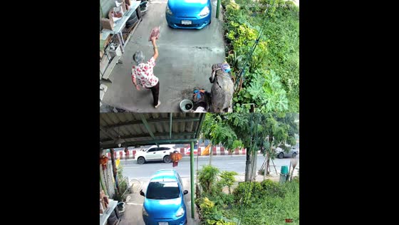 Car rolls downhill due to forgotten handbrake in Bangkok, Thailand