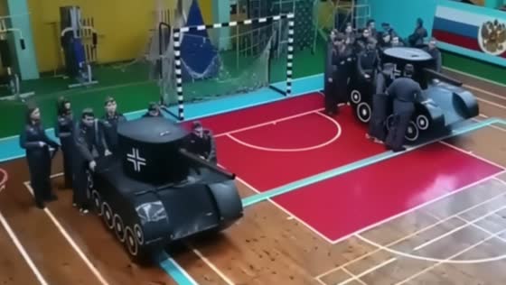 "Reconstruction of the Battle of Kursk" with fake tanks in the gym of a Russian university