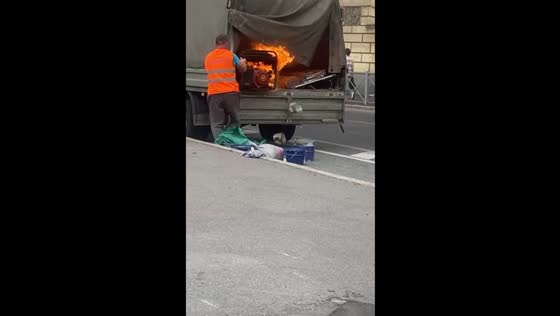 St. Petersburg driver pulls burning generator from truck with bare hands