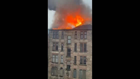 Major fire tears through tenement building under refurbishment in Glasgow, UK
