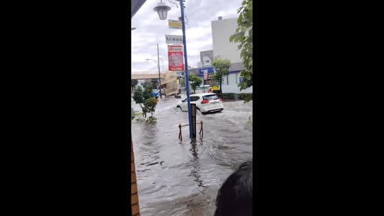 Heavy rain causes flooding in Ota Ward, Tokyo, Japan