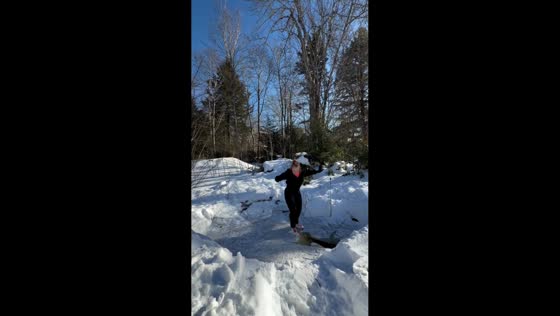 Ice cracks during outdoor skating attempt in Nova Scotia, Canada