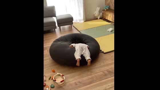 Child runs across house and jumps face first into cushion