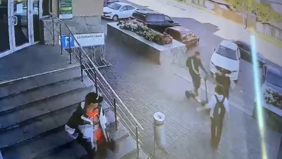 Electric scooter hits pedestrian in Kurgan, Russia