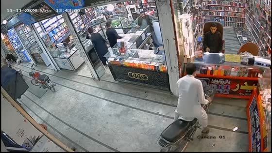 Motorcycle crashes into store in Kohat, Pakistan
