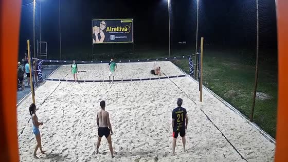Beach volleyball serve attempt ends in fall in Maranguape, Brazil