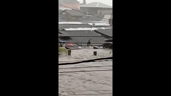 Heavy flooding and rains hits in Denpasar City, Bali, Indonesia